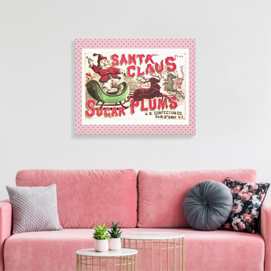 Sinterklaas illustratieslee canvas afdruk (Insitu (Woonkamer))