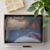 Sinterklaas in besneeuwd bos met gloeiende lantaar tissuepapier (Geschenk)