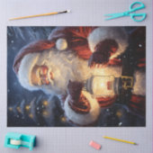 Sinterklaas in besneeuwd bos met gloeiende lantaar tissuepapier (Craft)