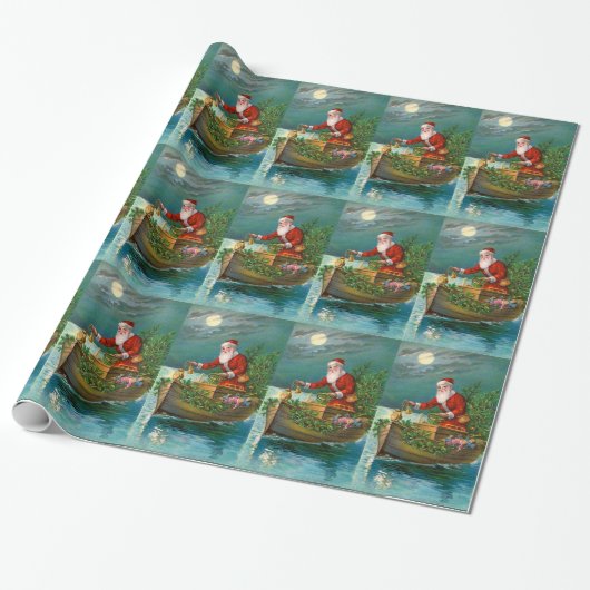 Sinterklaas in Boat Cadeaupapier (Uitgerold)
