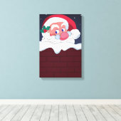 Sinterklaas in Chimney Canvas Afdruk (Insitu (Houten vloer))
