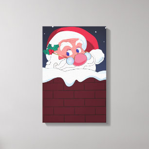 Sinterklaas in Chimney Canvas Afdruk
