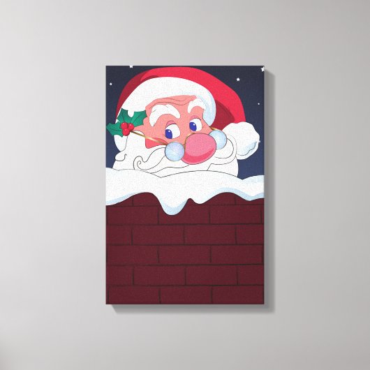 Sinterklaas in Chimney Canvas Afdruk (Voorkant)