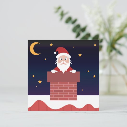 Sinterklaas in Chimney op House Roof Xmas avond (Staand voorkant)