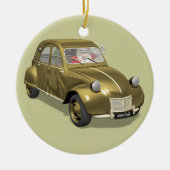 Sinterklaas in citroen 2CV Keramisch Ornament (Voorkant)