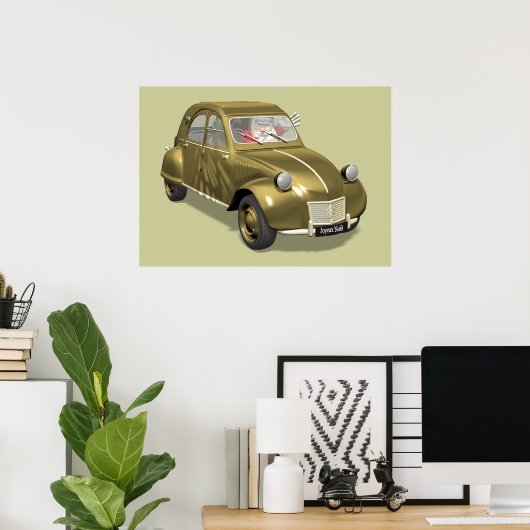 Sinterklaas in citroen 2CV Poster (Thuiskantoor)