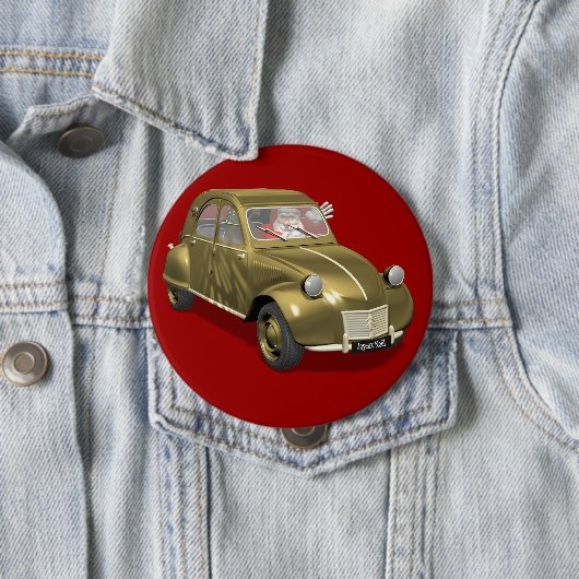 Sinterklaas in citroen 2CV Ronde Button 4,0 Cm (In situ)