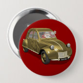 Sinterklaas in citroen 2CV Ronde Button 4,0 Cm (Voorkant /achterkant)