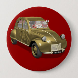 Sinterklaas in citroen 2CV Ronde Button 4,0 Cm