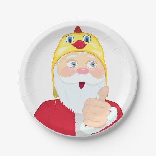 Sinterklaas in de haan pet, duimen, Kerst Papieren Bordje (Voorkant)