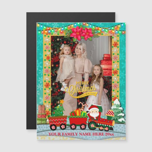 Sinterklaas in de trein met geschenken en kerstboo (Voorkant / Achterkant)