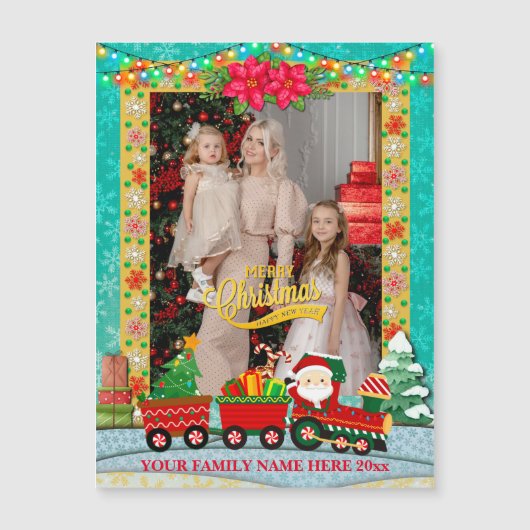 Sinterklaas in de trein met geschenken en kerstboo (Voorkant)