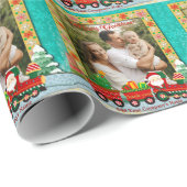 Sinterklaas in de trein met geschenken en kerstboo cadeaupapier (Rol Hoek)