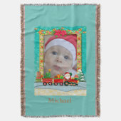 Sinterklaas in de trein met geschenken en kerstboo deken (Voorkant Verticaal)