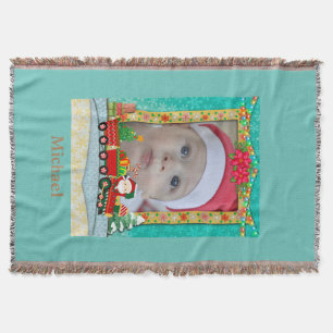 Sinterklaas in de trein met geschenken en kerstboo deken