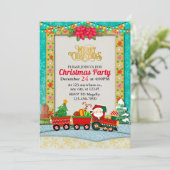 Sinterklaas in de trein met geschenken en kerstboo feestdagenkaart (Staand voorkant)