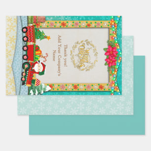 Sinterklaas in de trein met geschenken en kerstboo inpakpapier vel