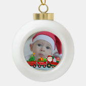 Sinterklaas in de trein met geschenken en kerstboo keramische bal ornament (Voorkant)