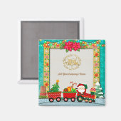 Sinterklaas in de trein met geschenken en kerstboo magneet (Voorkant / Achterkant)
