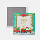 Sinterklaas in de trein met geschenken en kerstboo magneet (Voorkant / Achterkant)