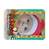 Sinterklaas in de trein met geschenken en kerstboo magneet (Horizontaal)