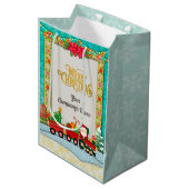 Sinterklaas in de trein met geschenken en kerstboo medium cadeauzakje (Voorkant Gekanteld)