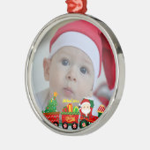 Sinterklaas in de trein met geschenken en kerstboo metalen ornament (Links)