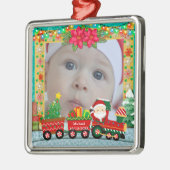 Sinterklaas in de trein met geschenken en kerstboo metalen ornament (Links)