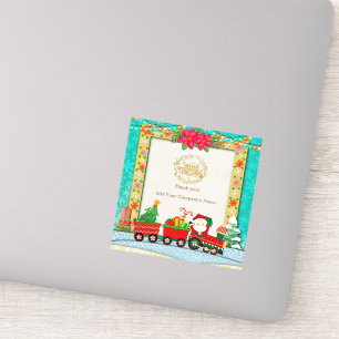 Sinterklaas in de trein met geschenken en kerstboo sticker