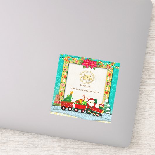 Sinterklaas in de trein met geschenken en kerstboo sticker (Detail)