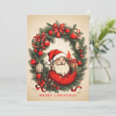 Sinterklaas in dennenkrans vakantie Kaart (Staand voorkant)