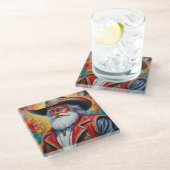 Sinterklaas in een Cowboy Pet Kerstmis Glazen Onderzetter (Schuin)