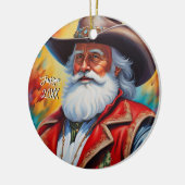 Sinterklaas in een Cowboy Pet Kerstmis Keramisch Ornament (Links)