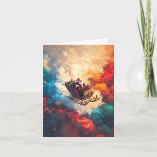 Sinterklaas in een dromerige lucht feestdagen kaart (Voorkant)