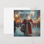 Sinterklaas in een feestelijk besneeuwd dorp  feestdagenkaart (Voorkant / Achterkant)
