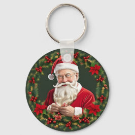 Sinterklaas in een feestelijke krans sleutelhanger