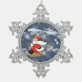 Sinterklaas in een helikopter tin sneeuwvlok ornament (Voorkant)