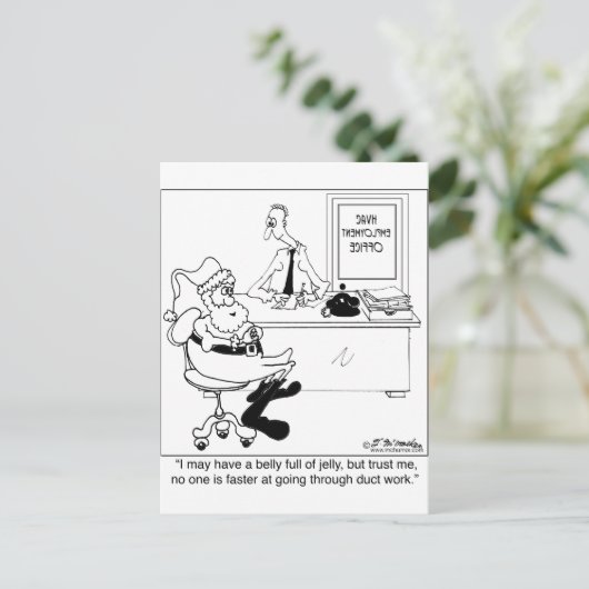 Sinterklaas in een Kantoor voor verwarming en luch Feestdagenkaart (Staand voorkant)