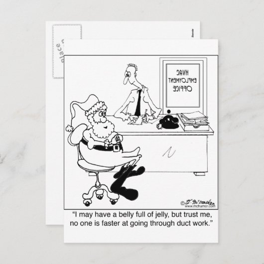 Sinterklaas in een Kantoor voor verwarming en luch Feestdagenkaart (Voorkant / Achterkant)