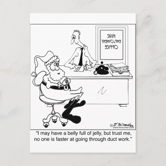 Sinterklaas in een Kantoor voor verwarming en luch Feestdagenkaart (Voorkant)