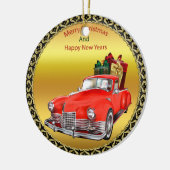 Sinterklaas in een rode oude antiek klassieke tijd keramisch ornament (Links)