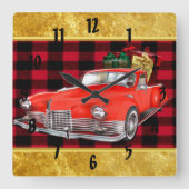 Sinterklaas in een rode oude antiek klassieke tijd vierkante klok (Voorkant)