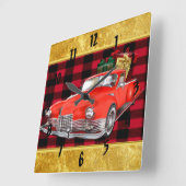 Sinterklaas in een rode oude antiek klassieke tijd vierkante klok (Hoek)