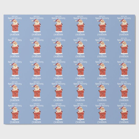 Sinterklaas in een schoorsteen Custom Name Christm Cadeaupapier (Vlak)