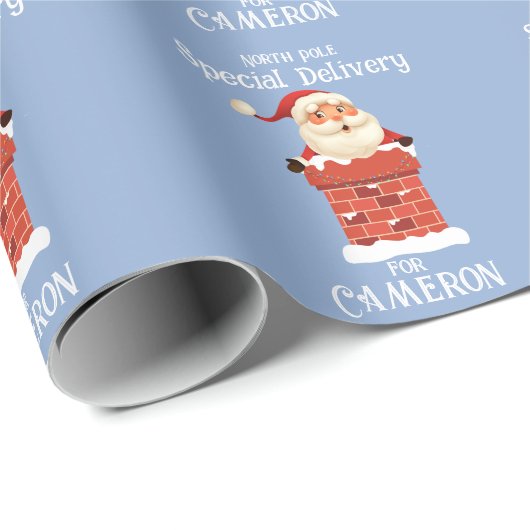 Sinterklaas in een schoorsteen Custom Name Christm Cadeaupapier (Rol Hoek)