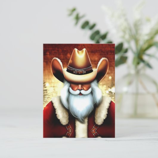 Sinterklaas in een Western Pet Kerst Briefkaart (Staand voorkant)