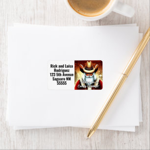 Sinterklaas in een Western Pet Kerst Etiket