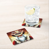 Sinterklaas in een Western Pet Kerst Kartonnen Onderzetters (Insitu)