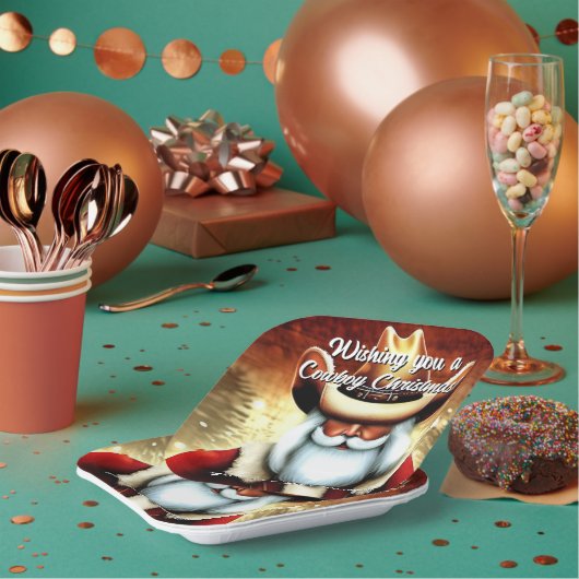 Sinterklaas in een Western Pet Kerst Papieren Bordje (Multi)