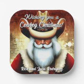 Sinterklaas in een Western Pet Kerst Papieren Bordje (Voorkant)